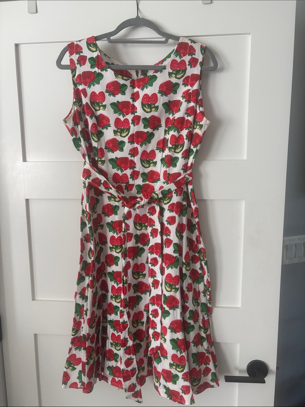 Women’s  White Strawberry Print A-Line Dress
